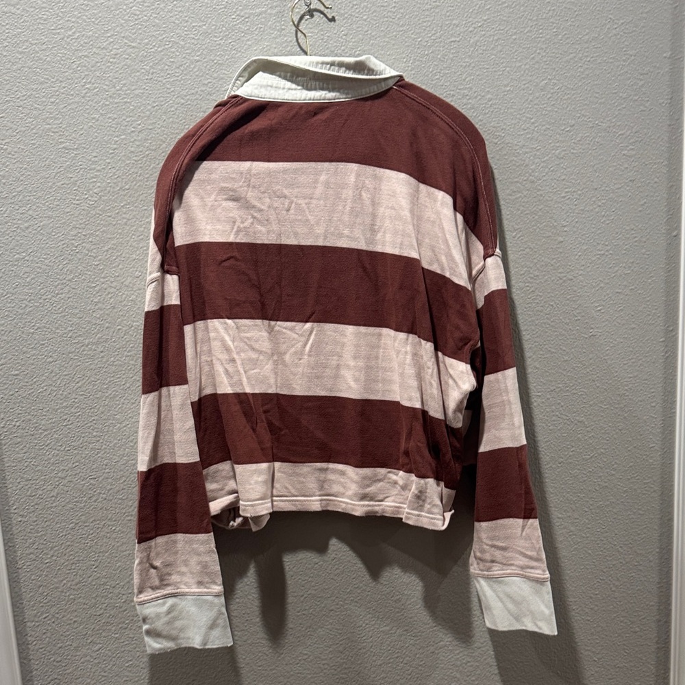 🤎 Aerie Striped Rugby Shirt – Brown & Cream – SZ XL 🤍 - Picture 4 of 4